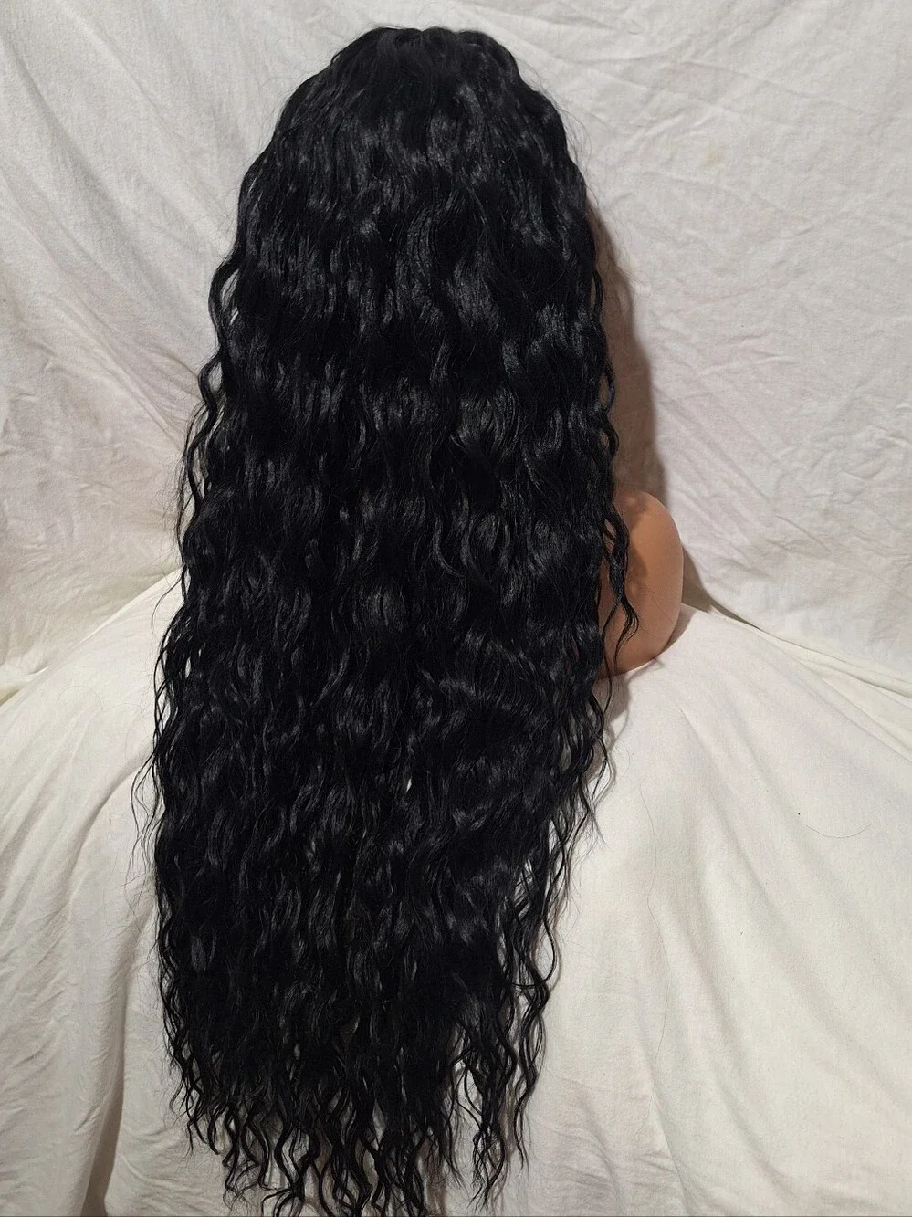 Luxury Long Wavy Lace Front Wig  Human Hair Blend.